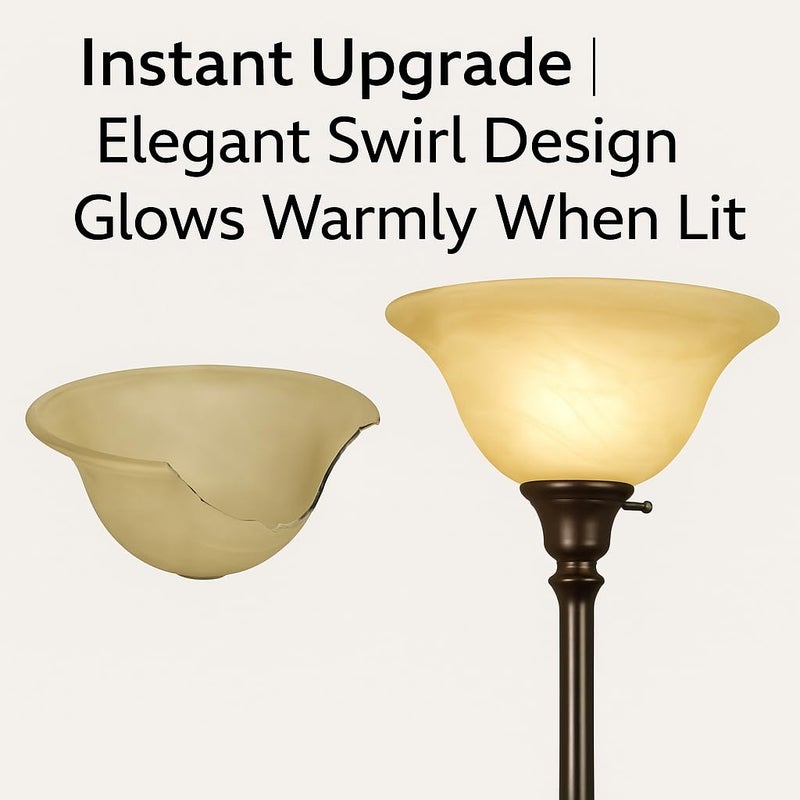 LIGHTACCENTS Alabaster Amber Glass Lamp Shade â€“ Replacement Shade for Floor Lamps with E26 Medium Base Socket â€“ Torchiere Lamp Glass â€“ Amber Swirl Light Shade - Image 5